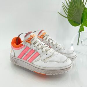Adidas Hoops 3.0 Sneakers White Orange Pink Shoes Girls Size 2.5
